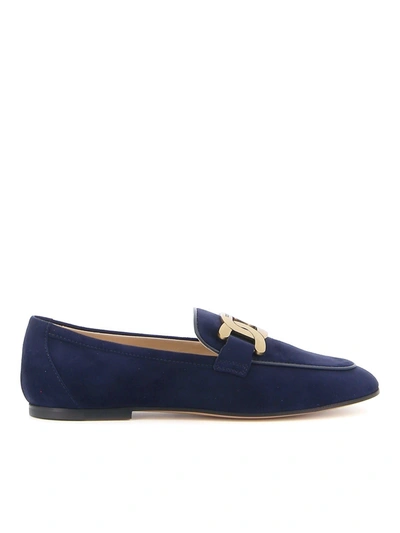 Tod's Suede Slippers In Blue