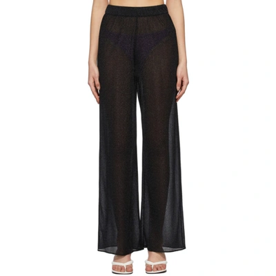 Oseree Sparkling Effect Wide Leg Trousers In Nero