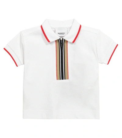 Burberry Boys Icon Stripe Baby Polo Shirt In White