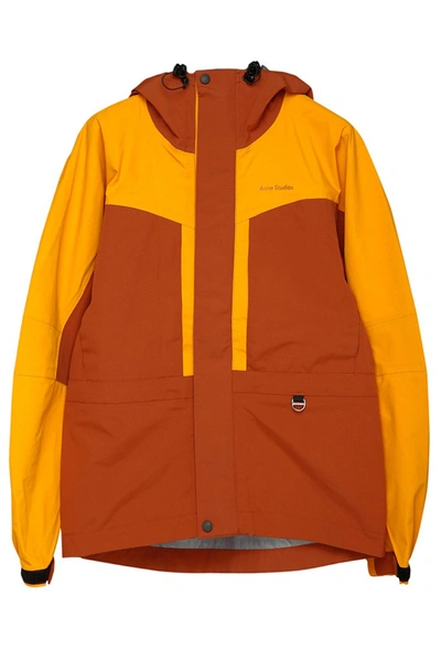 Acne Studios Color Block Jacket Cognac Brown/saffron Orange