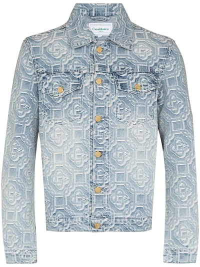 Casablanca Blue Denim Monogram Vintage Wash Jacket