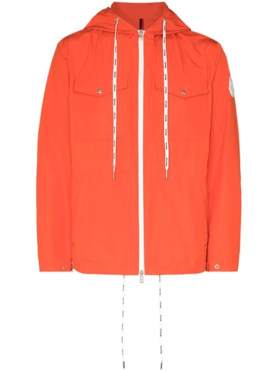 Moncler Carion Brand-patch Drawstring-hem Shell Hooded Jacket In Orange