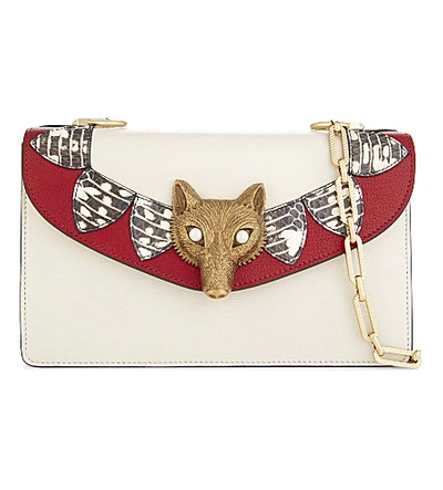 march vitamin leakage Gucci Fox Head Leather And Snakeskin Shoulder Bag In White | ModeSens