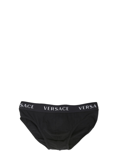 Versace Pack Of Two Logo Briefs In Black