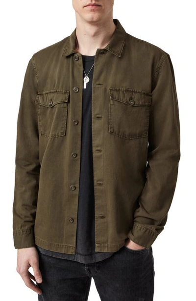 Allsaints Spotter Cotton Camp Shirt In Cargo Green