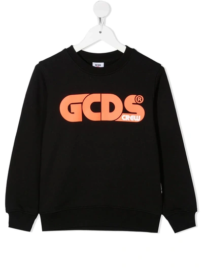Gcds Teen Logo Print Sweatshirt In Black