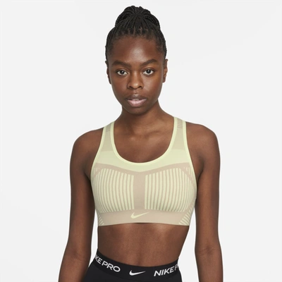 Nike Fe/nom Flyknit Women's High-support Non-padded Sports Bra In Lime Ice,rattan
