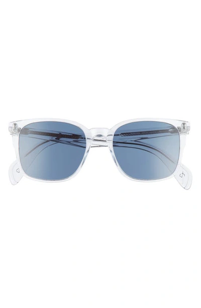 Rag & Bone 52mm Polarized Rectangular Sunglasses In Crystal/ Blue