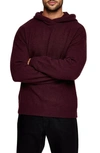 Topman Fluffy Knitted Hoodie In Burgundy-red
