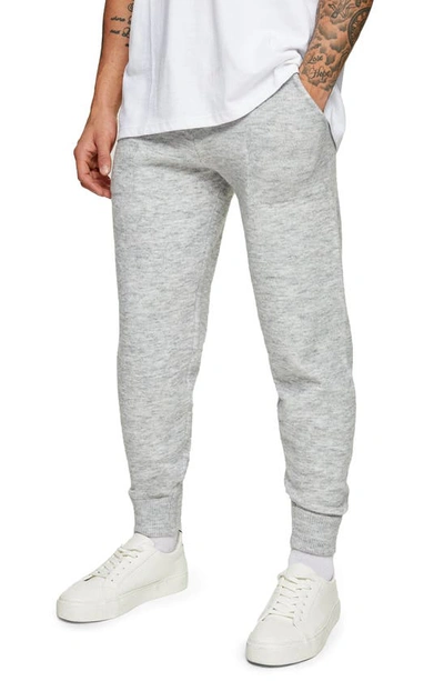 Topman Fluffy Knit Classic Fit Joggers In Grey