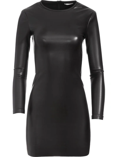 Alice And Olivia Inka Long Sleeve Faux Leather Body-con Dress In Black
