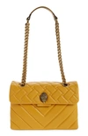 Kurt Geiger Kensington X Quilted Leather Shoulder Bag In Yellow