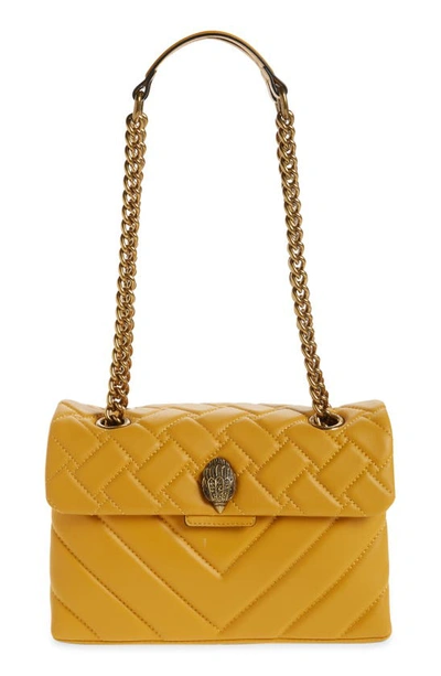 Kurt Geiger Kensington X Quilted Leather Shoulder Bag In Yellow