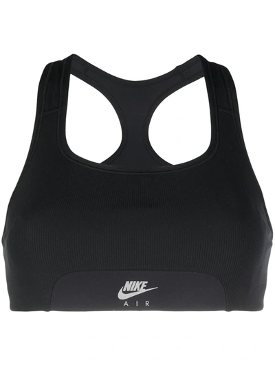 Nike Air Dri-fit Swoosh Sports Bra In Black/ Reflective Silver