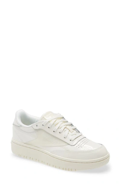 Reebok X Cardi Coated Club C Double Platform Sneaker In Chalk/ Chalk/ Clear