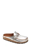 Birkenstock Women's Buckley Clogs In Metallic Silver Leather