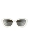 Saint Laurent 54mm Cat Eye Sunglasses In Ivory/ Grey