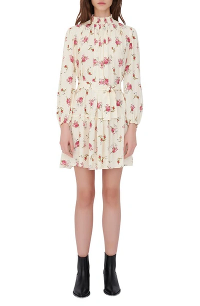 Maje Womens Grunge Flowers White Pin Risoula Floral-print Woven Mini Dress 8 In Multicolor