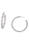 Nordstrom Pavé Link Hoop Earrings In Clear- Silver