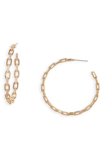 Nordstrom Pavé Link Hoop Earrings In Clear- Gold