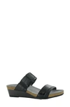 Naot Royalty Slide Sandal In Jet Black/ Black Leather