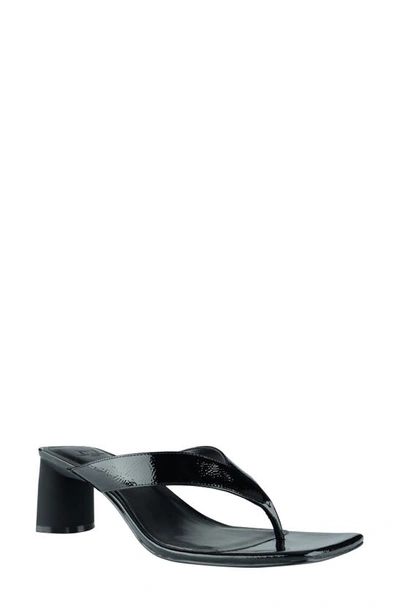 Marc Fisher Ltd Cadence Shiny Leather Thong Sandals In Black