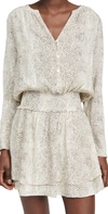 Rails Jasmine Smocked Waist Long Sleeve Dress In Cream Snake Skin