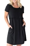 Kindered Bravely Eleanora Maternity/nursing Lounge Dress In Black