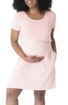 Kindered Bravely Eleanora Overlay Maternity/nursing Sleep Shirt In Blush