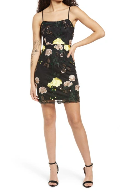 Lulus Embroidered Sequin Dress In Black Floral