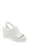 Steve Madden Sunnyside Block Heel Slingback Sandal In White Leather