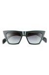 Rag & Bone 51mm Cat Eye Sunglasses In Grey Green/ Green Shaded
