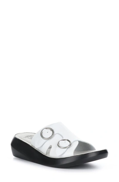 Fly London Bait Wedge Slide Sandal In White Brooklyn