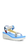 Fly London Yefa Wedge Sandal In Multi/ Azure Grograin/ Cupido