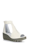 Fly London Bezo Wedge Sandal In Off White Bridle