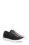 Softinos By Fly London Irit Low Top Sneaker In Black/ Red Smooth Leather