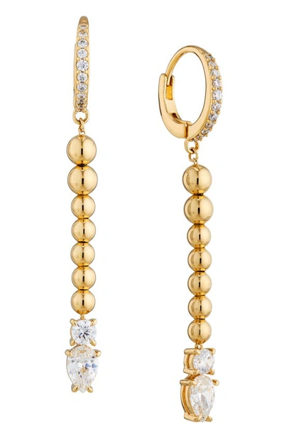 Nadri Cubic Zirconia Drop Huggie Hoop Earrings In Gold