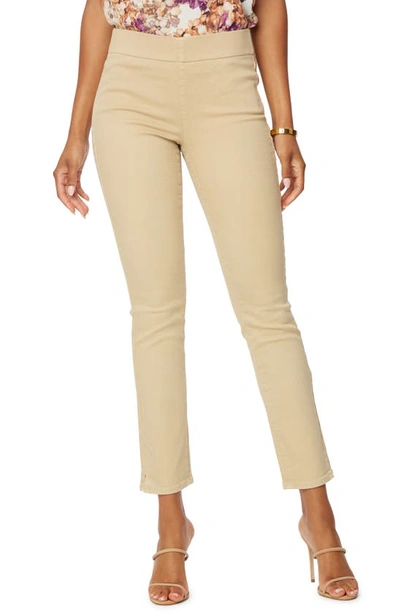 Nydj Petite Skinny Ankle Pull On Jeans With Side Slits In Brown