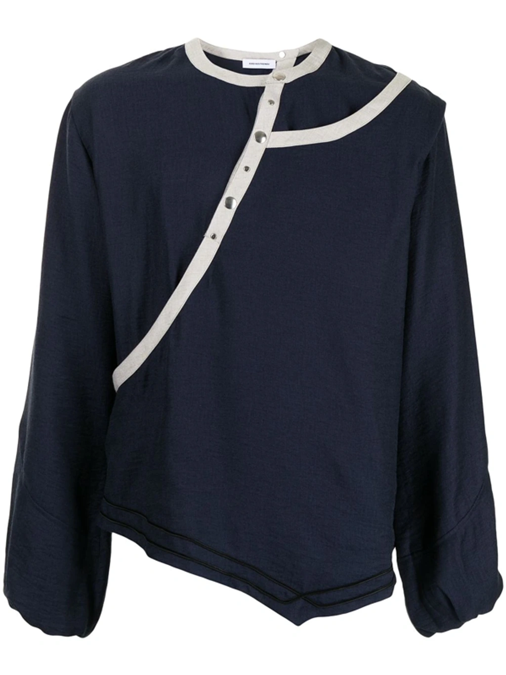 Kiko Kostadinov Isaac' Contrast Piping Double Layer Shirt In Blue