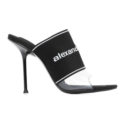 Alexander Wang Sienna Logo-jacquard Stretch-knit And Pvc Mules In Black,white