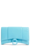 Balenciaga Women's Hourglass Leather Wallet-on-chain In Azure/blue