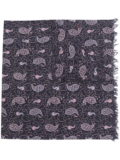 Isabel Marant Nandiae Paisley-print Cotton-voile Scarf In Dark Grey