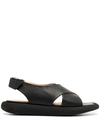 Paloma Barceló Crossover-strap Leather Sandals In Black
