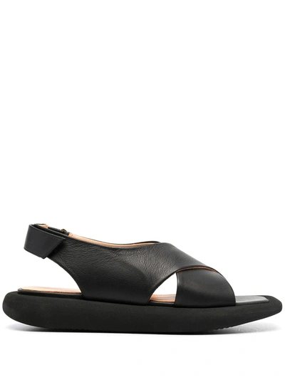Paloma Barceló Crossover-strap Leather Sandals In Black