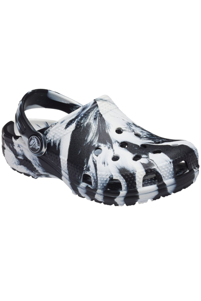 Crocs Classic Clogs In Monochrome Marble-black In White