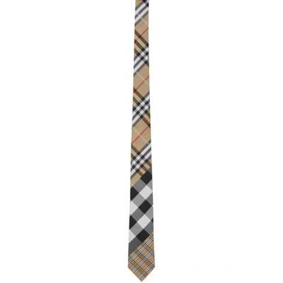 Burberry Beige Multi Check Manston Tie In Archive Bei