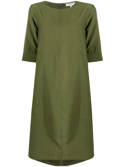 Antonelli Cotton-blend Shift Dress In Green