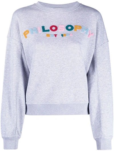 Philosophy Di Lorenzo Serafini Textured Logo Crew Neck Sweatshirt In Grey