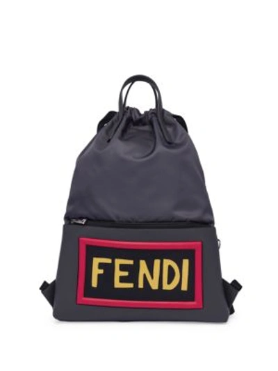 Fendi Logo Tote Backpack In Black