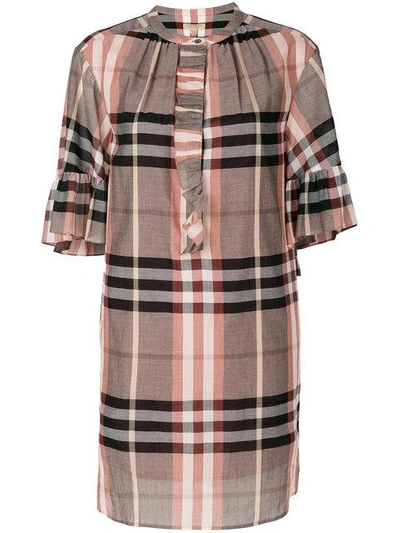 Burberry Elody Plaid Cotton Dress In Multicolor